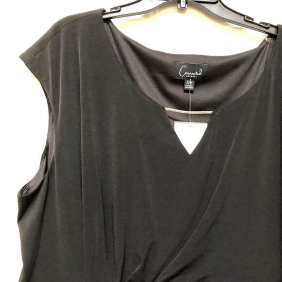 CONNECTED APPAREL WOMEN'S DRESS BLACK PLUS SIZE 22W CAP SLEEVEJERSEY SHEATH - Picture 5 of 9